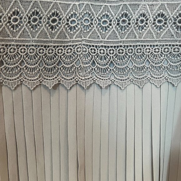 NWT Ann Taylor LOFT Blue Pleated Lace Drop Waist Dress Size 2 - Picture 7 of 8